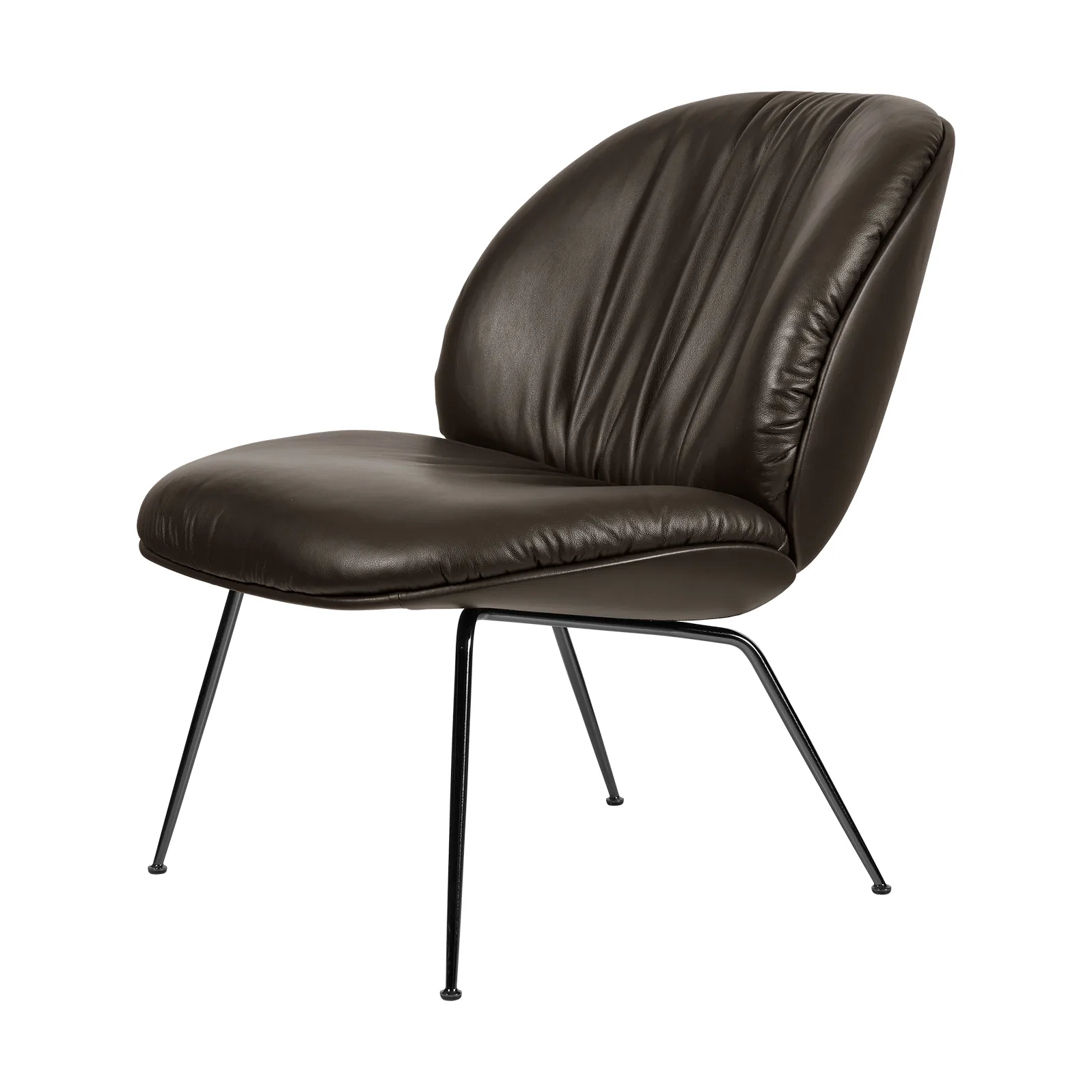 Beetle Soft loungestol helklädd, Smooth leather Gubi Coffee-mattsvart GUBI