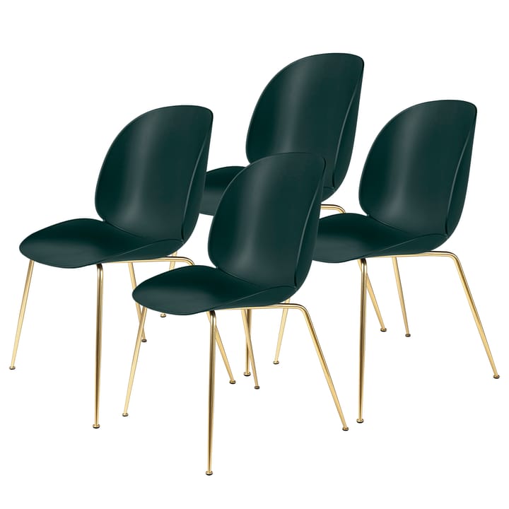 Beetle stol mässingsben 4-pack - Dark Green - GUBI