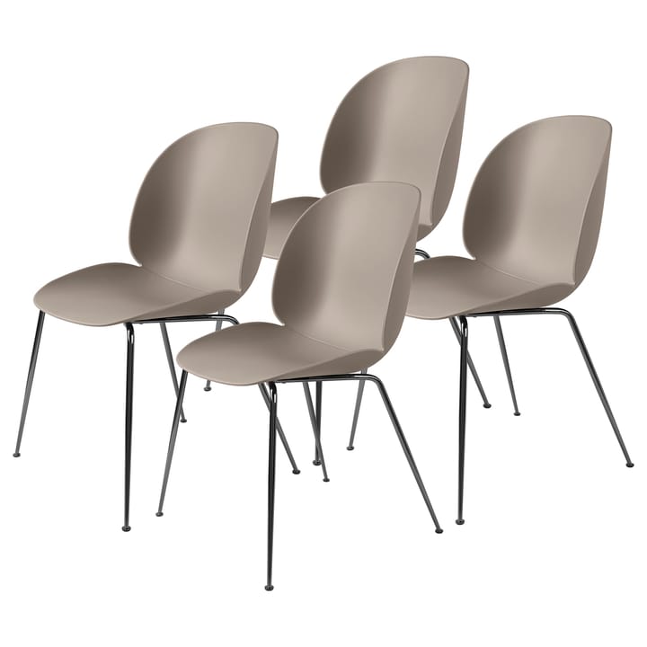 Beetle stol svartkromade ben 4-pack, New Beige GUBI