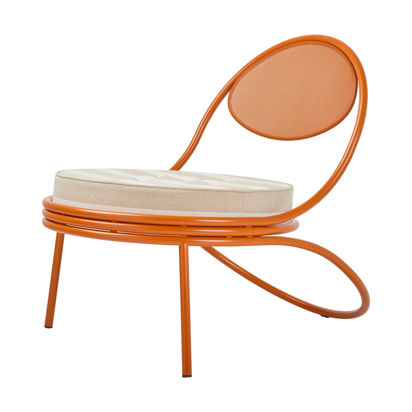 Copacabana Outdoor Lounge Chair klädd sits, Leslie stripe limonta 040-international orange GUBI