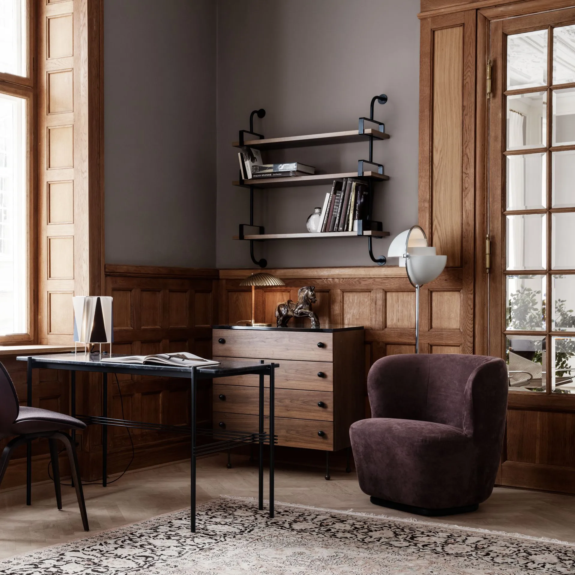 Démon hylla 3 hyllplan 95 cm, Walnut GUBI