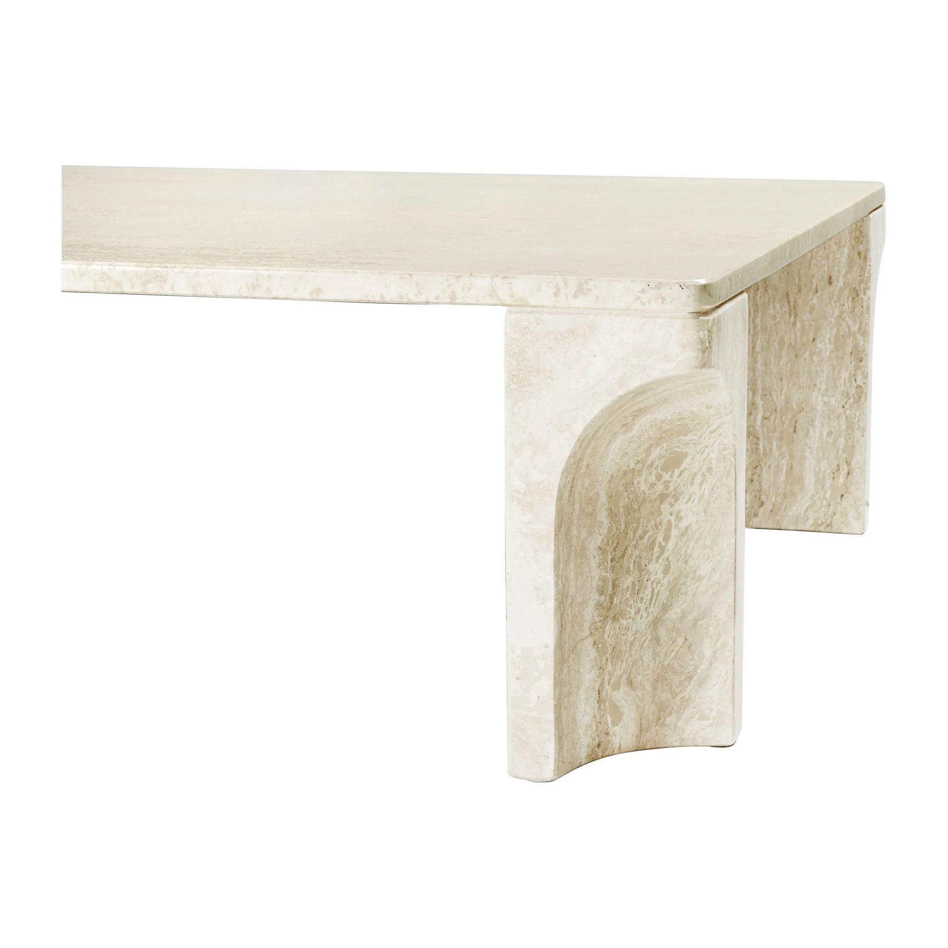 Doric soffbord 80x140 cm, Neutral white-travertine GUBI