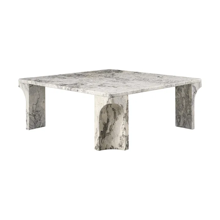 Doric soffbord - Stormy Gray marmor, 80x80 cm - GUBI
