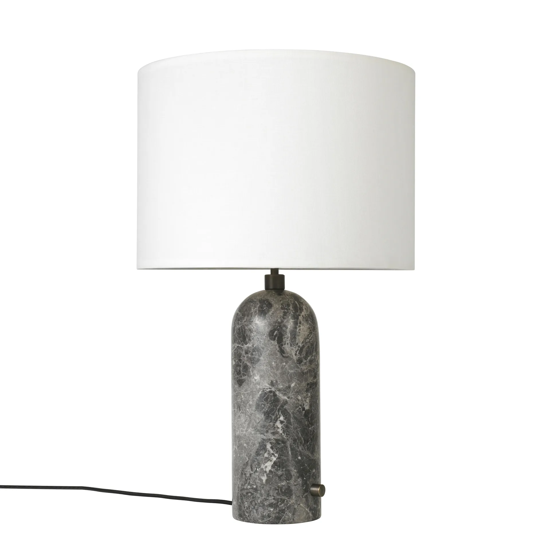 Gravity S bordslampa, grey marble + vit skärm GUBI