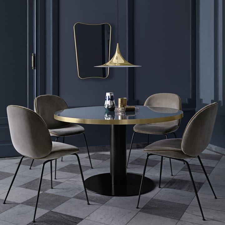 Gubi 2.0 matbord, marble green, ø150, mässingsstativ GUBI