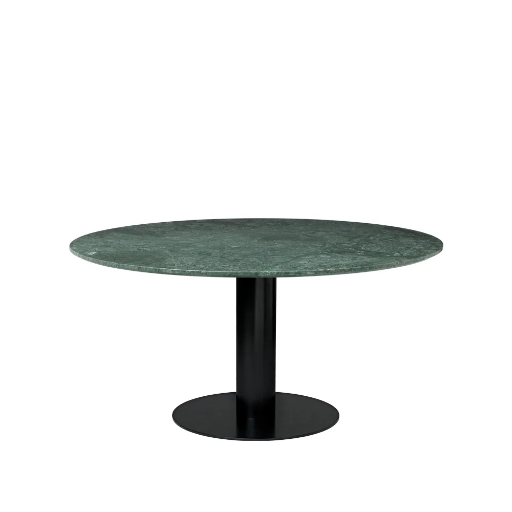 Gubi 2.0 matbord, marble green, ø150, svart stativ GUBI