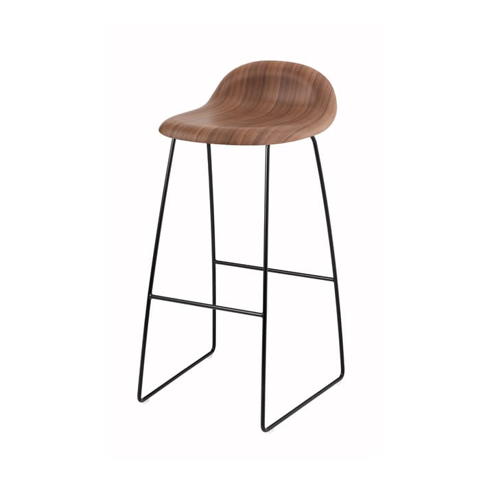 Gubi 3D barstol hög - American walnut-svarta stålmedar - GUBI