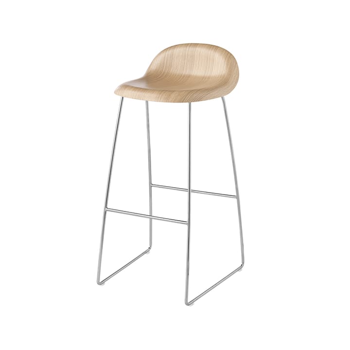 Gubi 3D barstol hög - oak matt lacqured, kromade stålmedar - GUBI