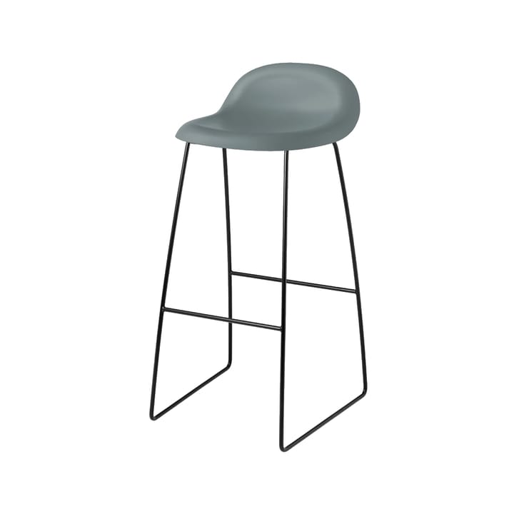 Gubi 3D barstol hög - rainy grey, svarta stålmedar - GUBI