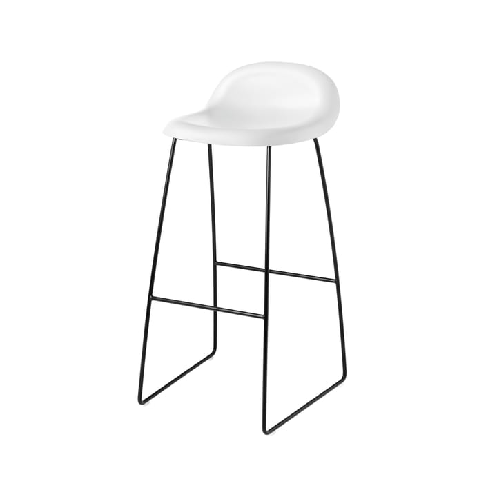 Gubi 3D barstol hög - soft white, svarta stålmedar - GUBI