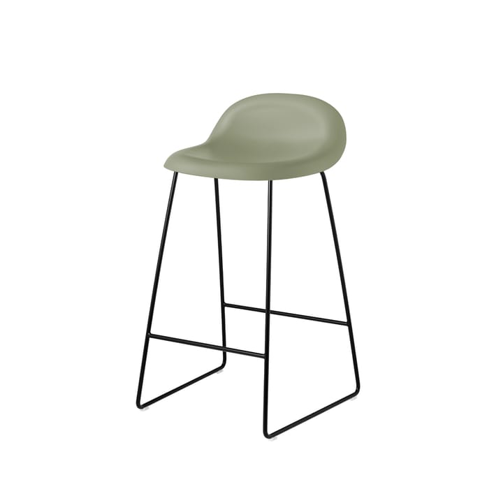 Gubi 3D barstol låg - mistletoe green, svarta stålmedar - GUBI