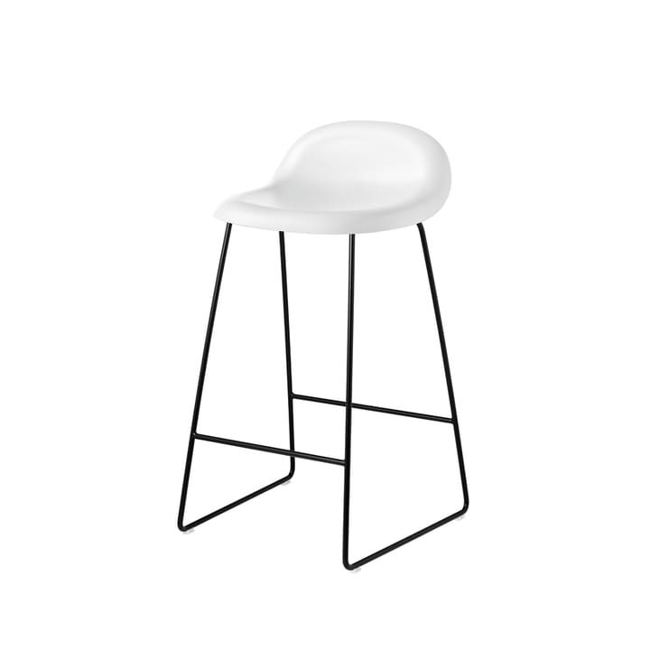 Gubi 3D barstol låg - soft white, svarta stålmedar - GUBI