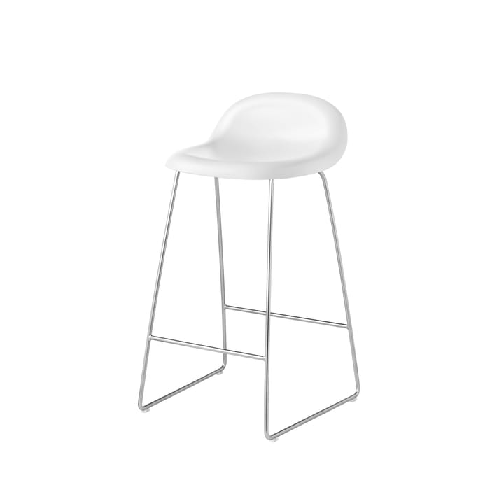 Gubi 3D barstol låg - white, kromade stålmedar - GUBI