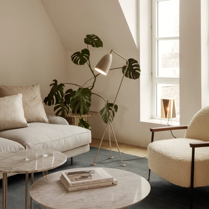 IOI soffbord, White carrara marble-ø70-krom GUBI