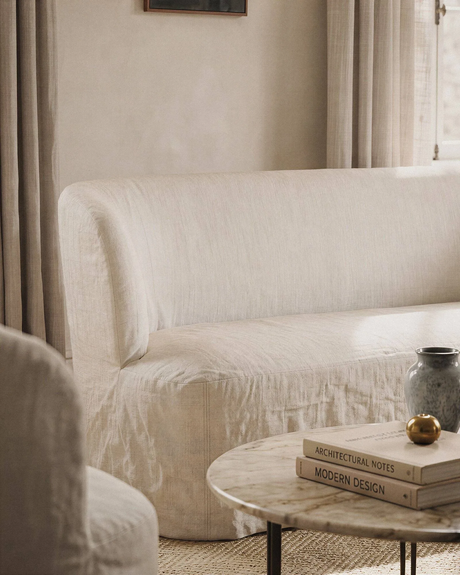 Stay Slipcover soffa, Linen Flax 0024, 220x95 cm, 3-sits GUBI