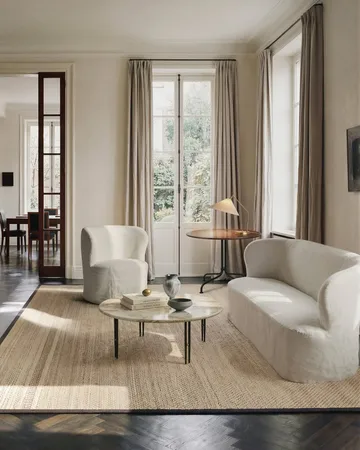 Stay Slipcover soffa - Linen Flax 0024, 260x95 cm, 4-sits - GUBI
