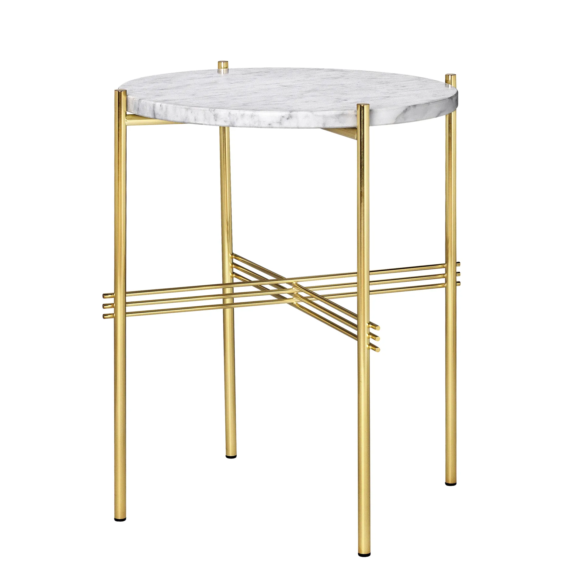 TS bord mässingsben Ø 40 cm, vit marmor GUBI