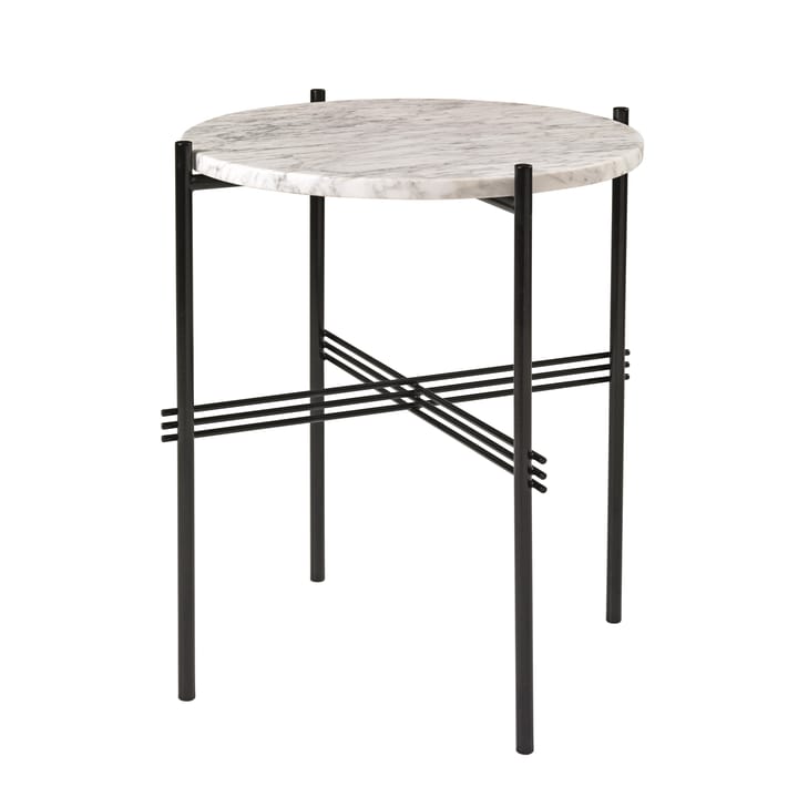 TS bord svarta ben Ø 40 cm - vit marmor - GUBI