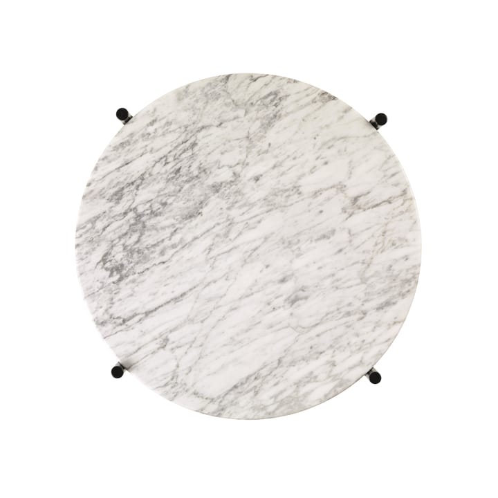 TS bord svarta ben Ø 40 cm, vit marmor GUBI
