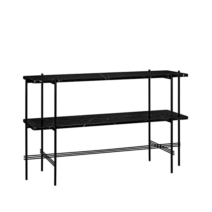 TS Console avlastningsbord 120x30x72 cm - black marquina marble-svart stativ-2 marmorhyllor - GUBI