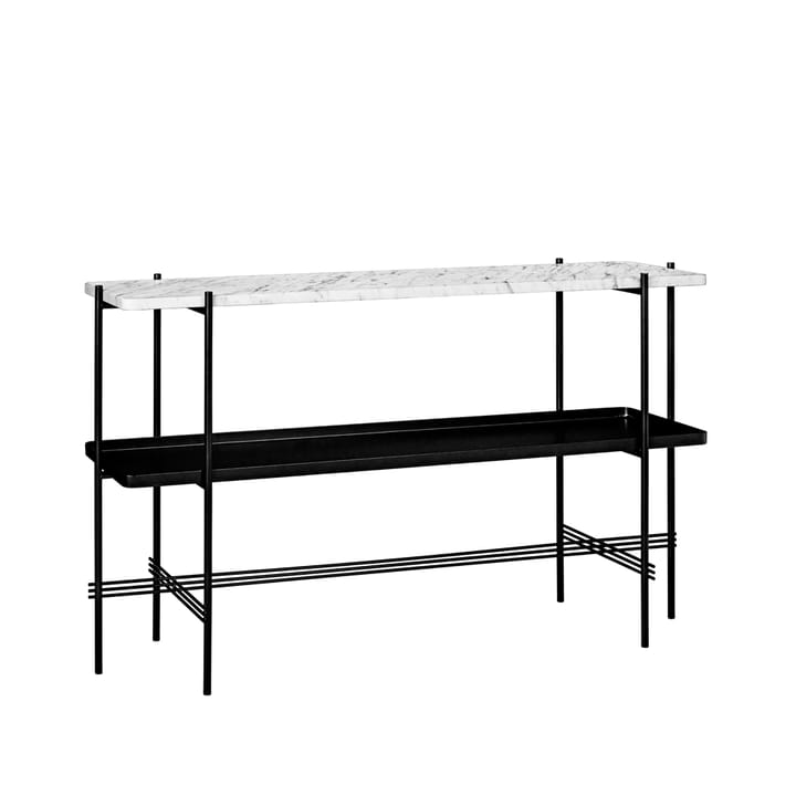 TS Console avlastningsbord 120x30x72 cm - white carrara marble, svart stativ, med bricka - GUBI