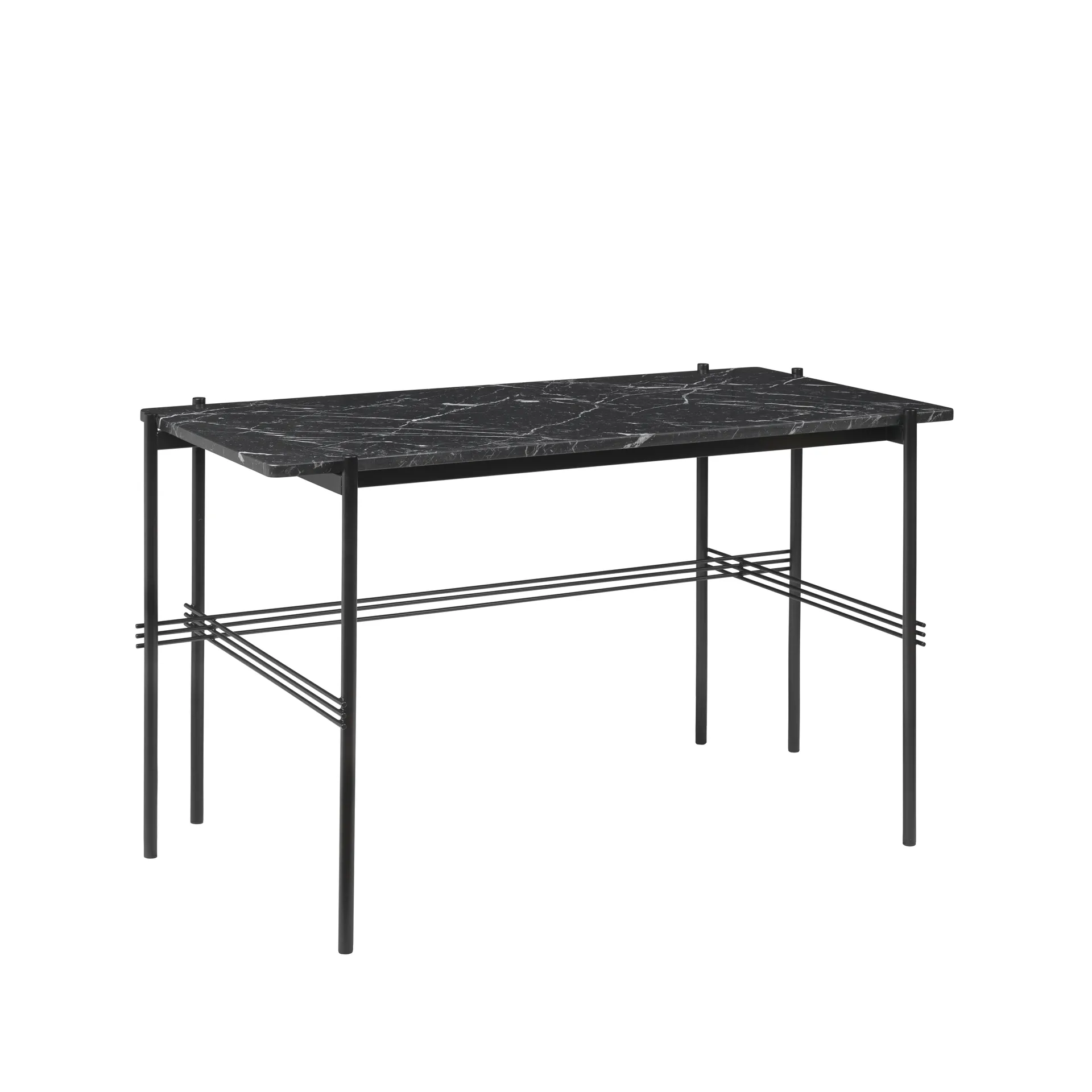 TS Desk skrivbord, marble black, svartlackerat stål GUBI
