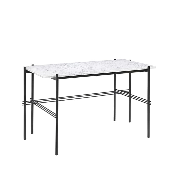 TS Desk skrivbord - marble white, svartlackerat stål - GUBI