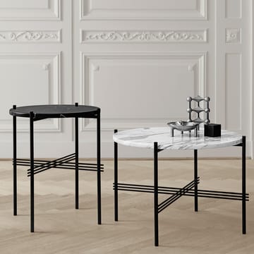 TS Round soffbord - black marquina marble, ø105, svart stativ - GUBI