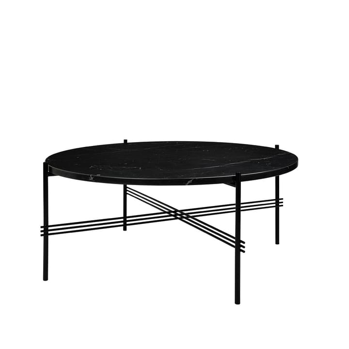 TS Round soffbord - black marquina marble, ø80, svart stativ - GUBI