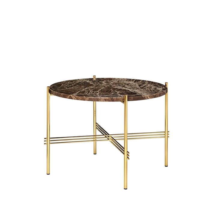 TS Round soffbord - brown emperador marble, ø55, mässingsstativ - GUBI