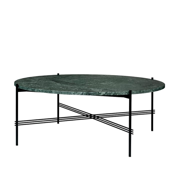 TS Round soffbord - green guatemala marble, ø105, svart stativ - GUBI