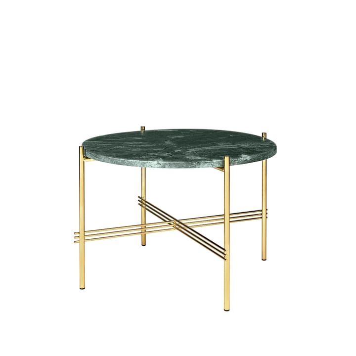 TS Round soffbord - green guatemala marble, ø55, mässingsstativ - GUBI