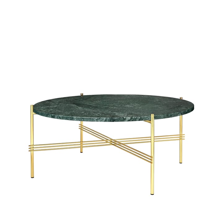 TS Round soffbord - green guatemala marble, ø80, mässingsstativ - GUBI