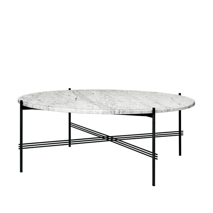 TS Round Soffbord - white carrara marble, ø105, svart stativ - GUBI