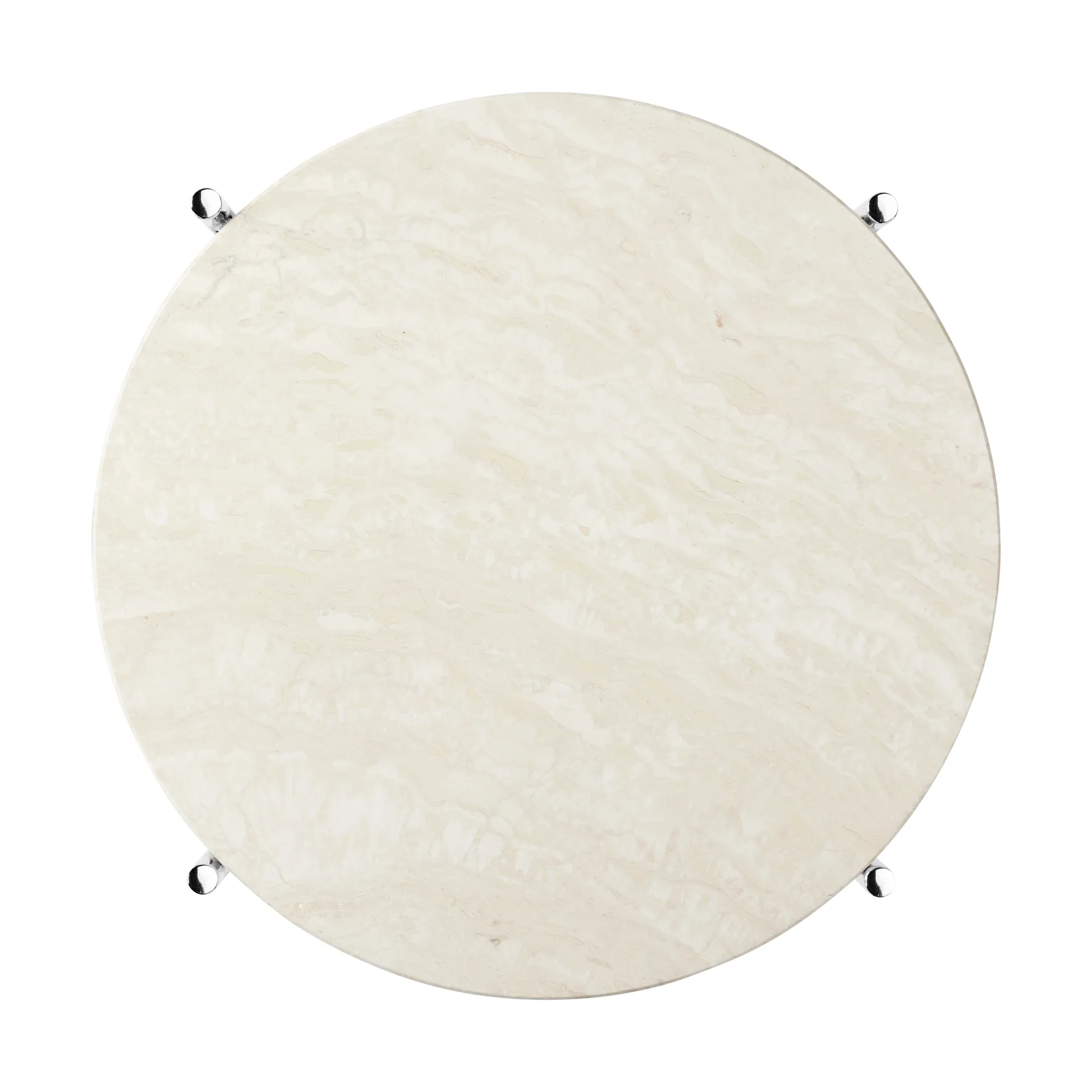 TS sidobord polerat stål Ø40, Neutral white travertine GUBI