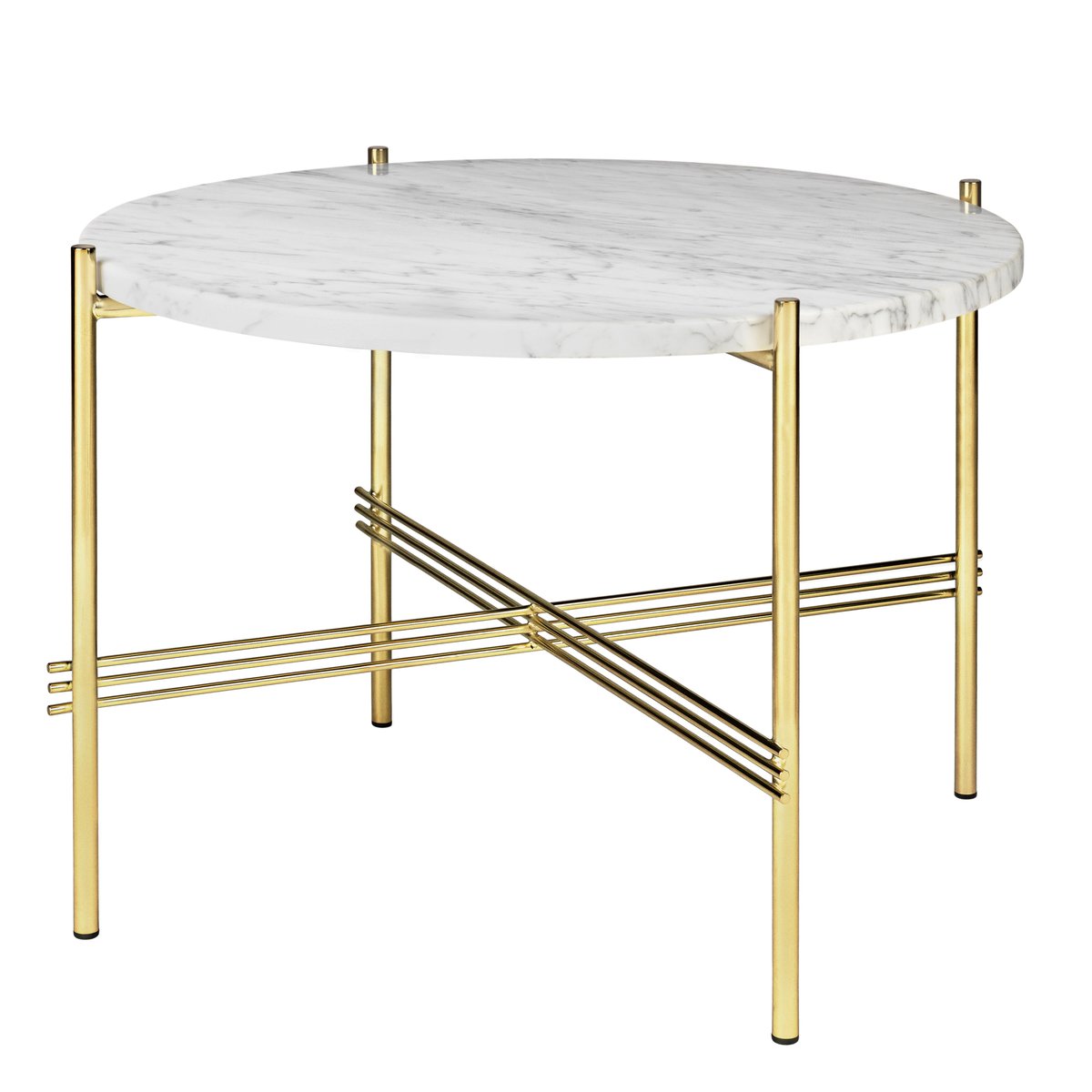 GUBI TS soffbord mässingsben o 55 cm vit marmor | Skandinavisk Design | Soffbord | Vit