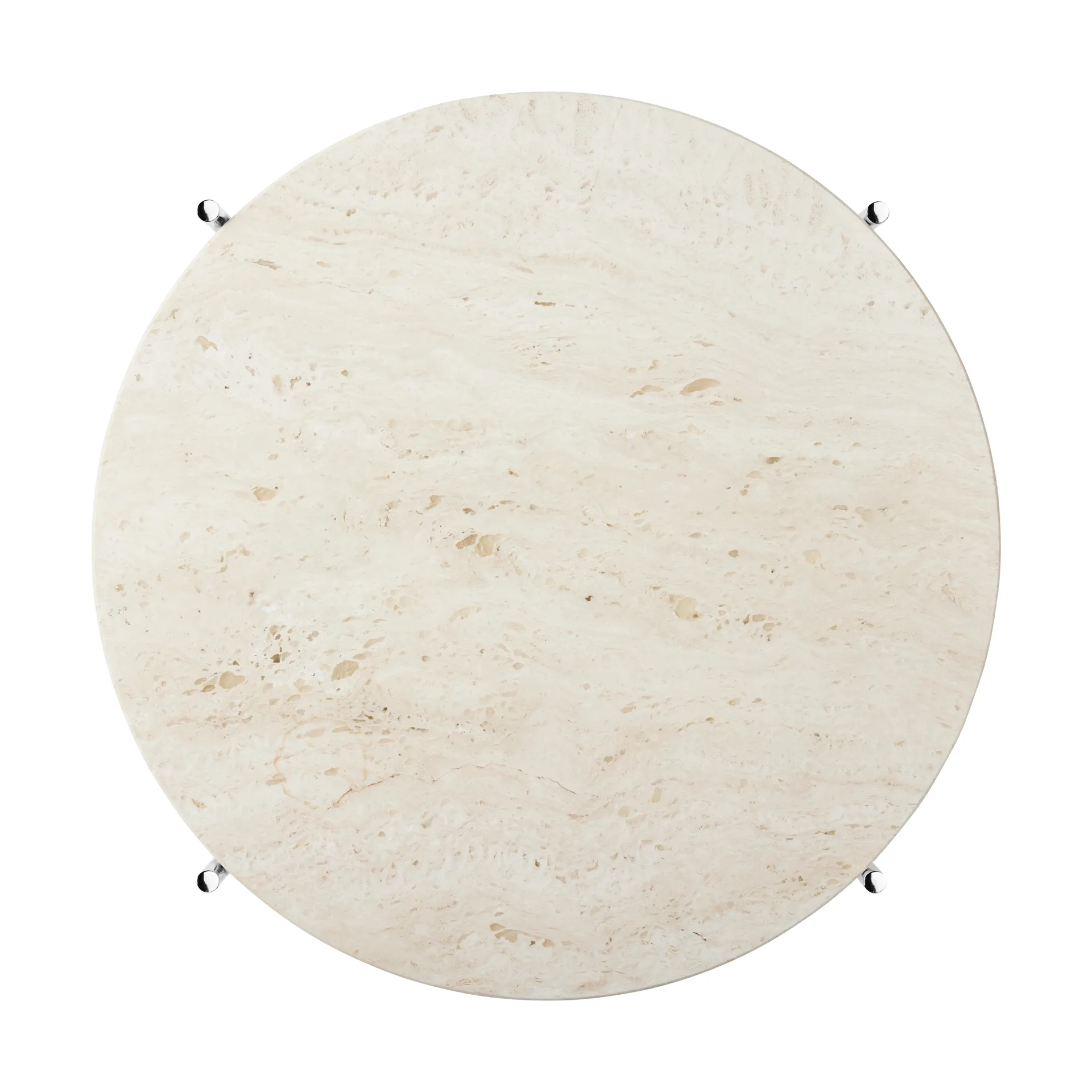 TS soffbord polerat stål Ø55, Neutral white travertine GUBI