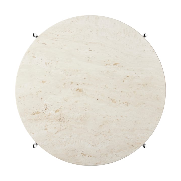 TS soffbord polerat stål Ø55, Neutral white travertine GUBI