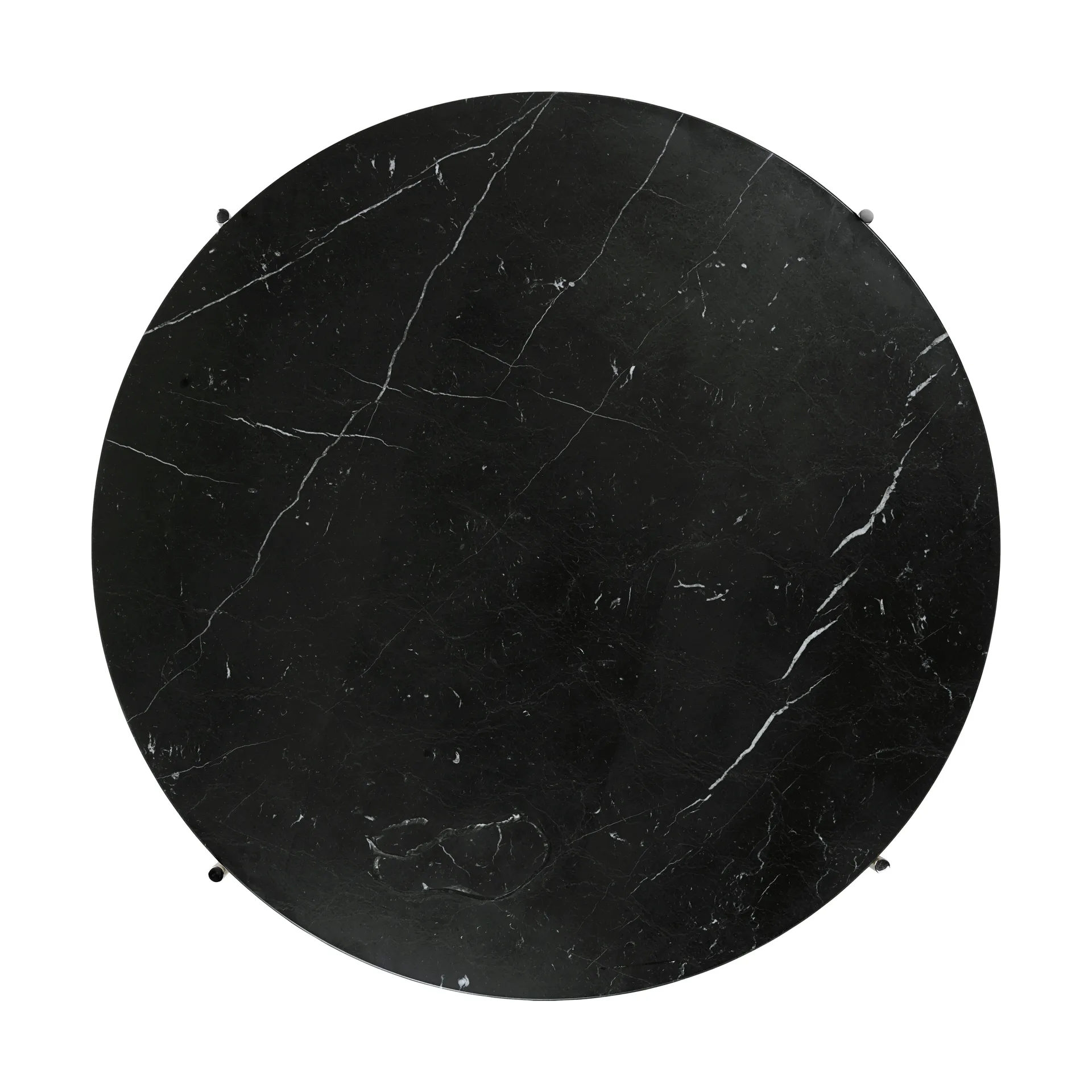 TS soffbord polerat stål Ø80, Black marquina marble GUBI