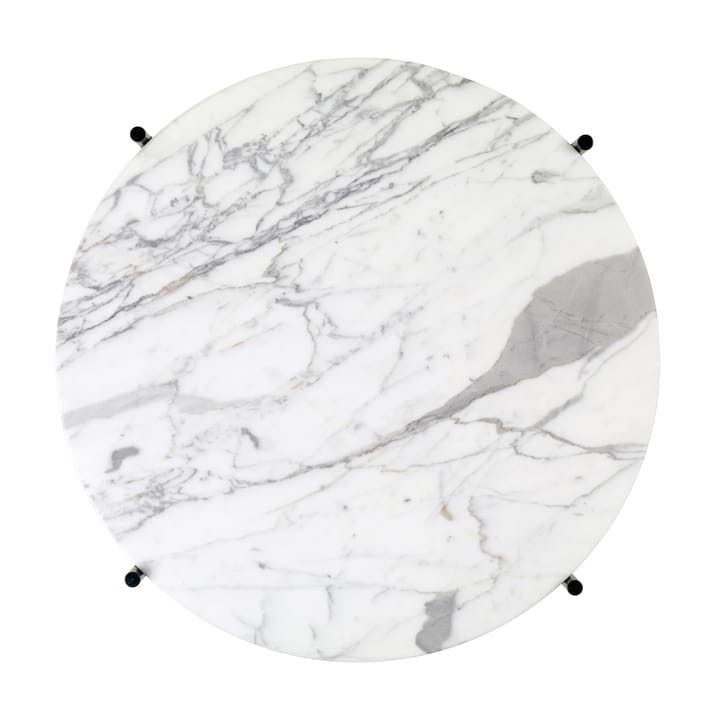 TS soffbord svarta ben Ø 55 cm - vit marmor - GUBI