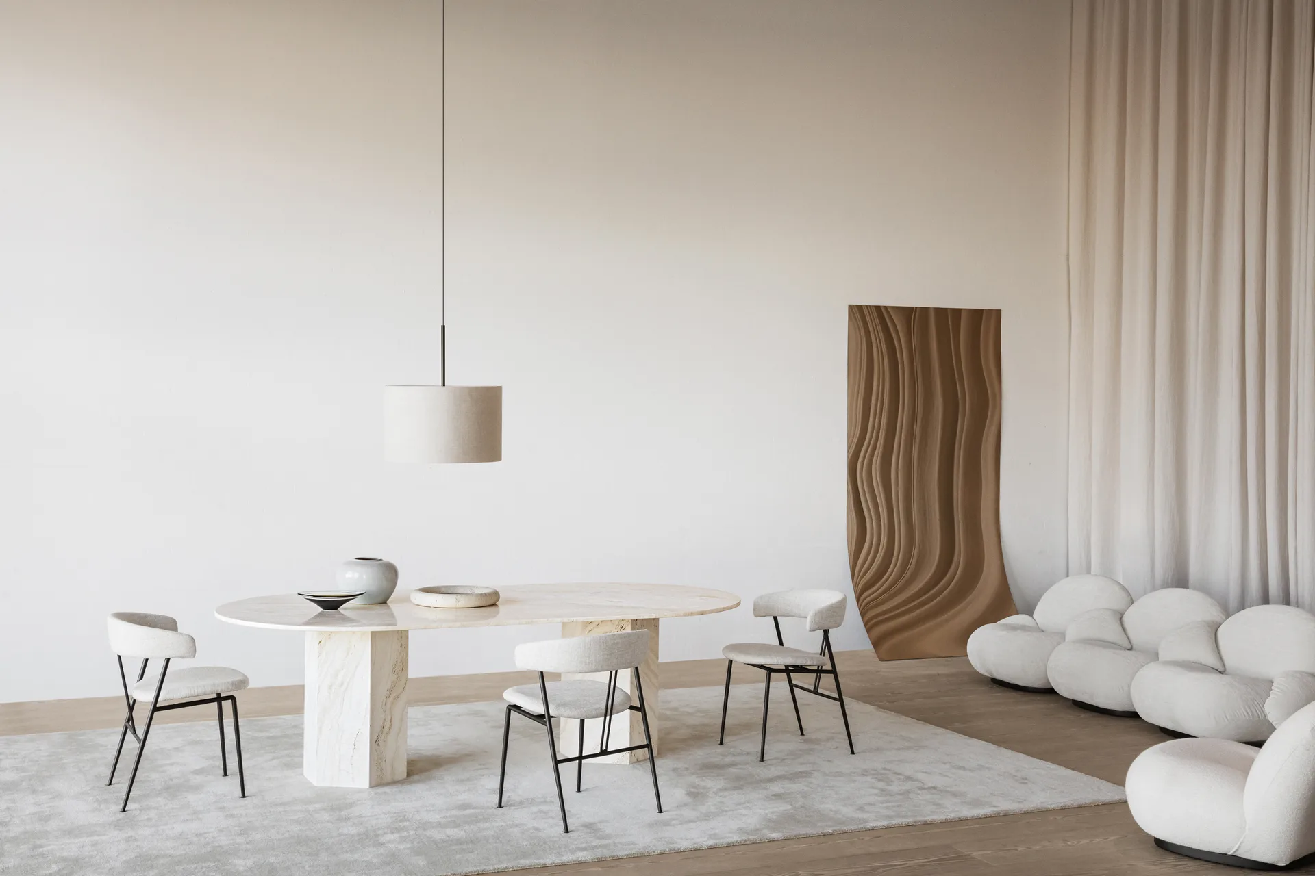 Violin dining chair, Velvet 294 grey green-black GUBI