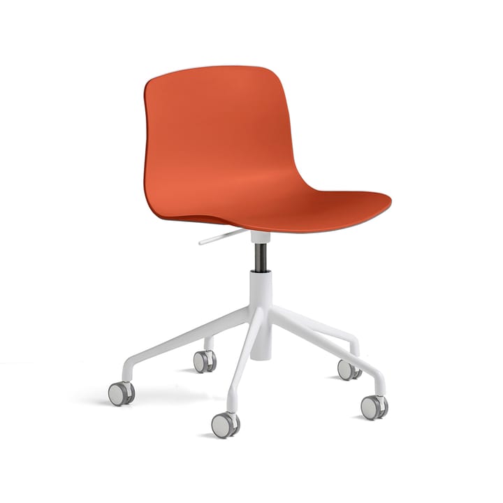 About a Chair 50 kontorsstol - orange, vitt stativ med hjul - HAY