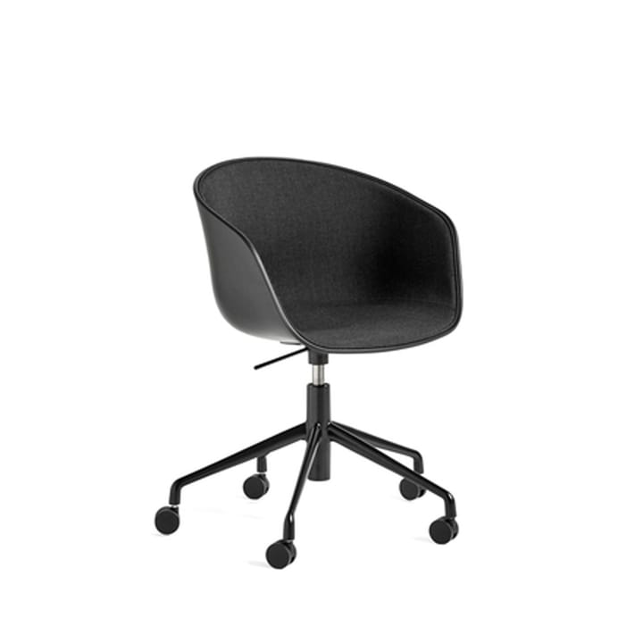 About a Chair 52 kontorsstol, frontklädd - tyg remix 183 black, svart stativ med hjul - HAY