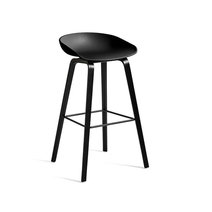 About a Stool 32 High barstol - black, svartlackat ekstativ, svart fotstöd - HAY