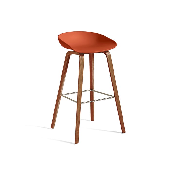 About a Stool 32 High barstol - orange-lackat valnöt-stöd i rostfritt stål - HAY