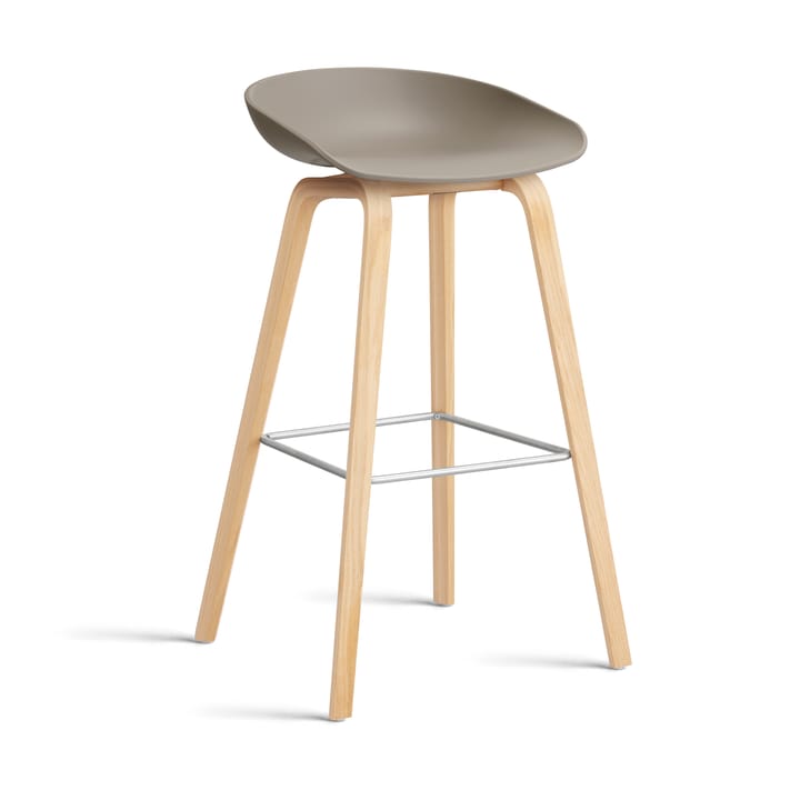 About a Stool 32 High barstol såpat ekstativ 2.0 - Khaki-rostfritt stålstöd - HAY