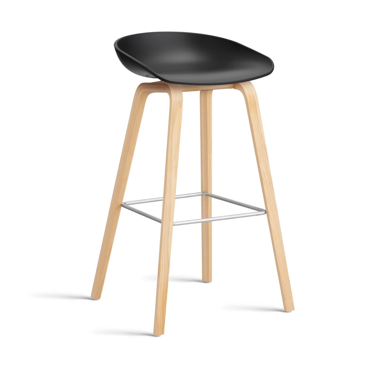 HAY About a Stool 32 High barstol såpat ekstativ 2.0 Svart-rostfritt stålstöd