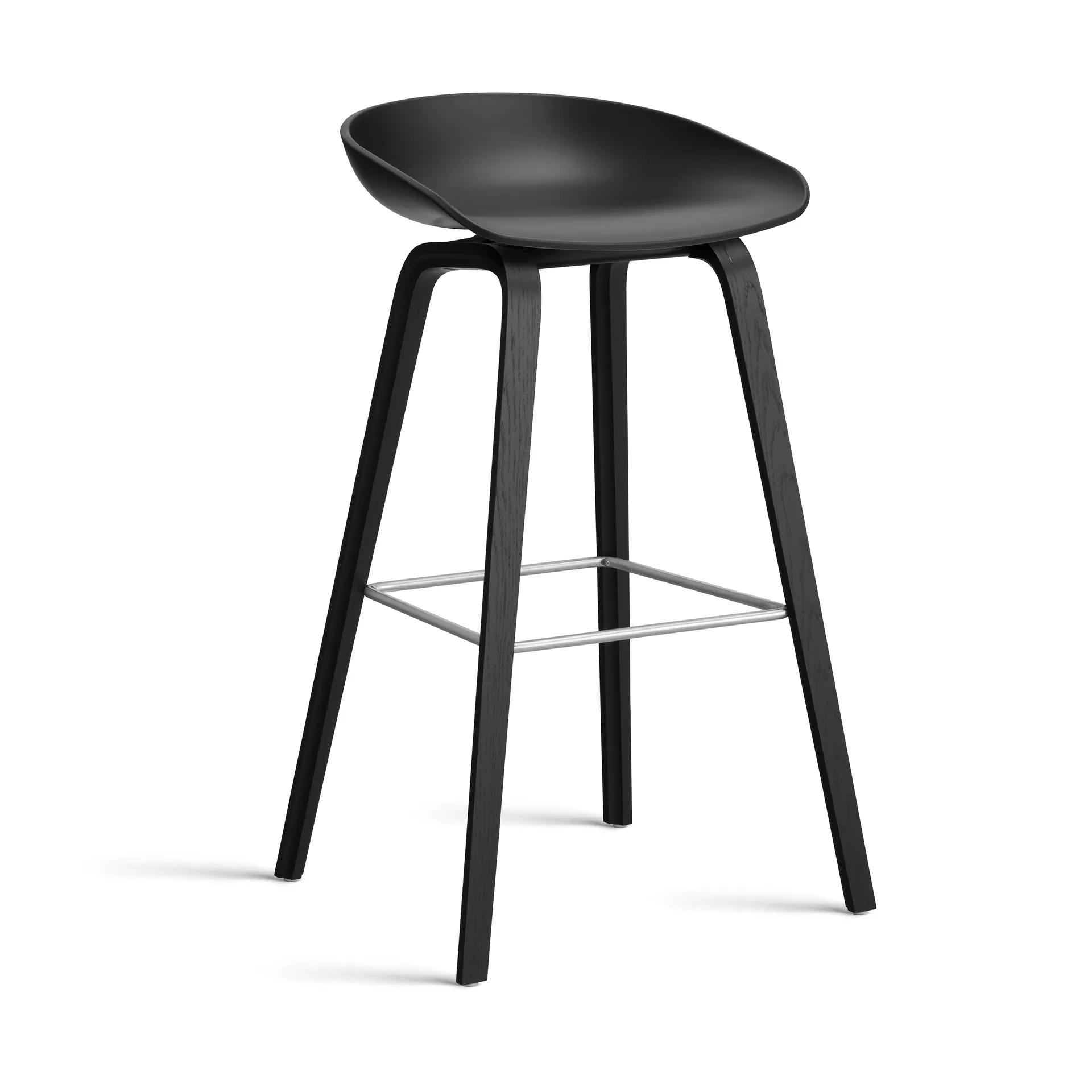About a Stool 32 High barstol svart ekstativ 2.0, Svart-rostfritt stålstöd HAY