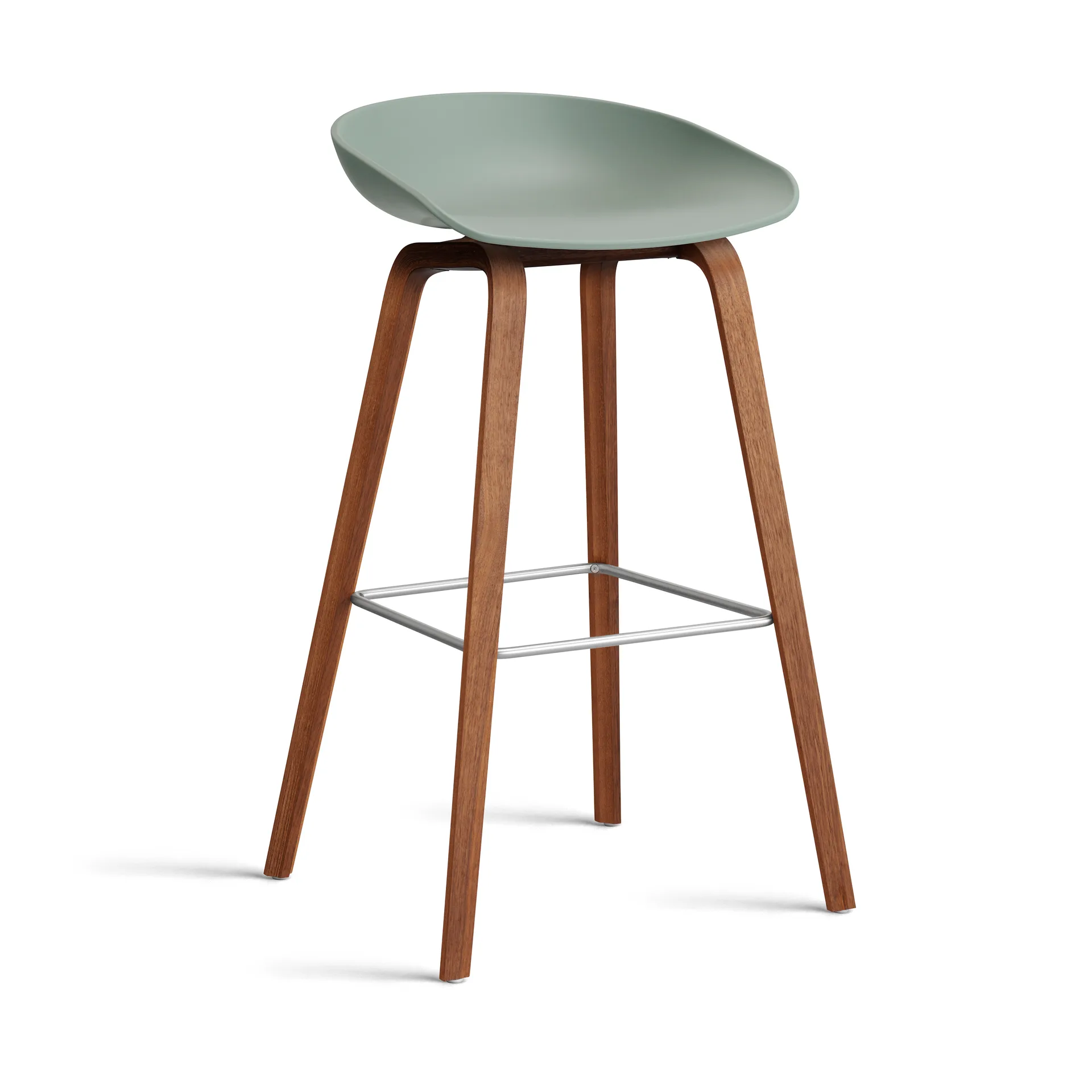 About a Stool 32 High barstol valnötsstativ 2.0, Fall green-rostfritt stålstöd HAY