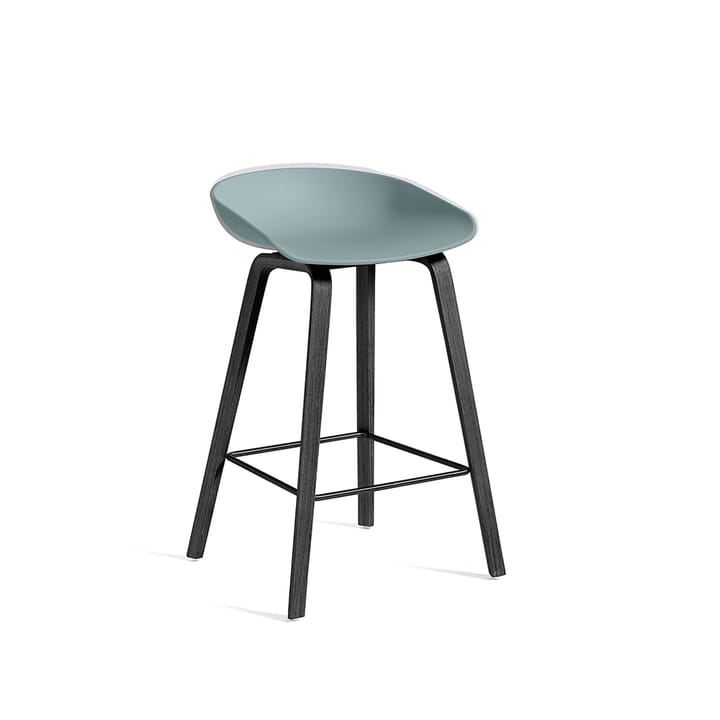 About a Stool 32 Low barstol - Dusty blue-svart stöd o stativ - HAY